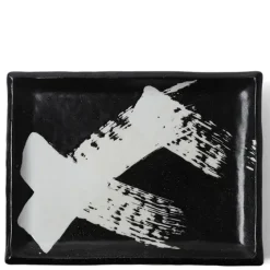 Black & White Brush Rectangle Platter