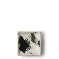 Black & White Brush Sauce Dish