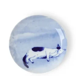 Blue Cat On Side Plate