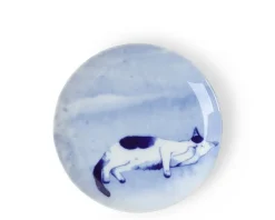 Blue Cat On Side Plate