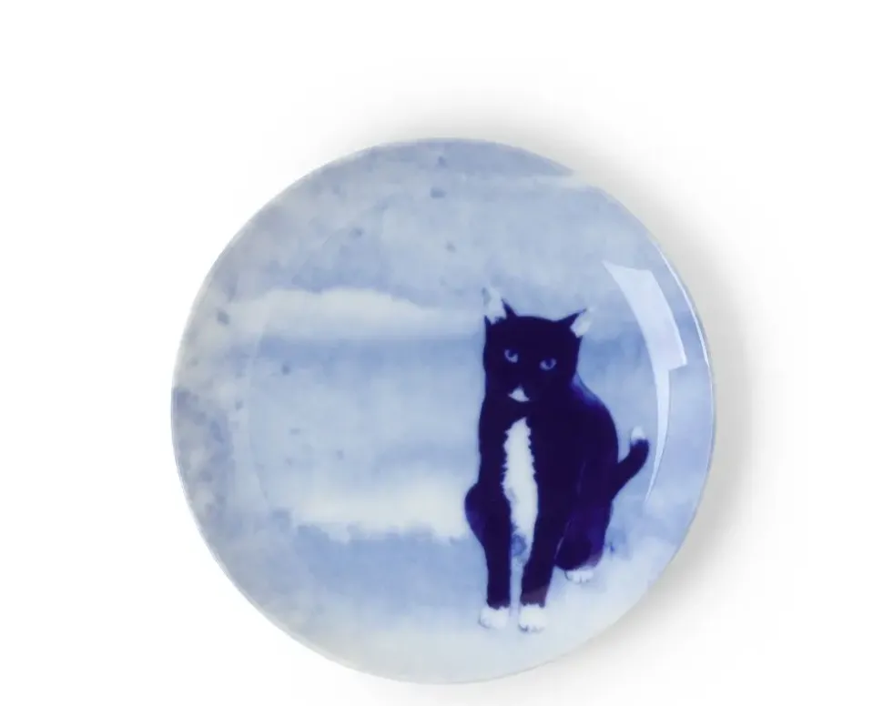 Blue Cat Sitting Plate