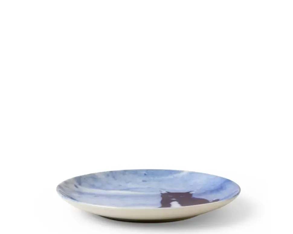 Blue Cat Sitting Plate