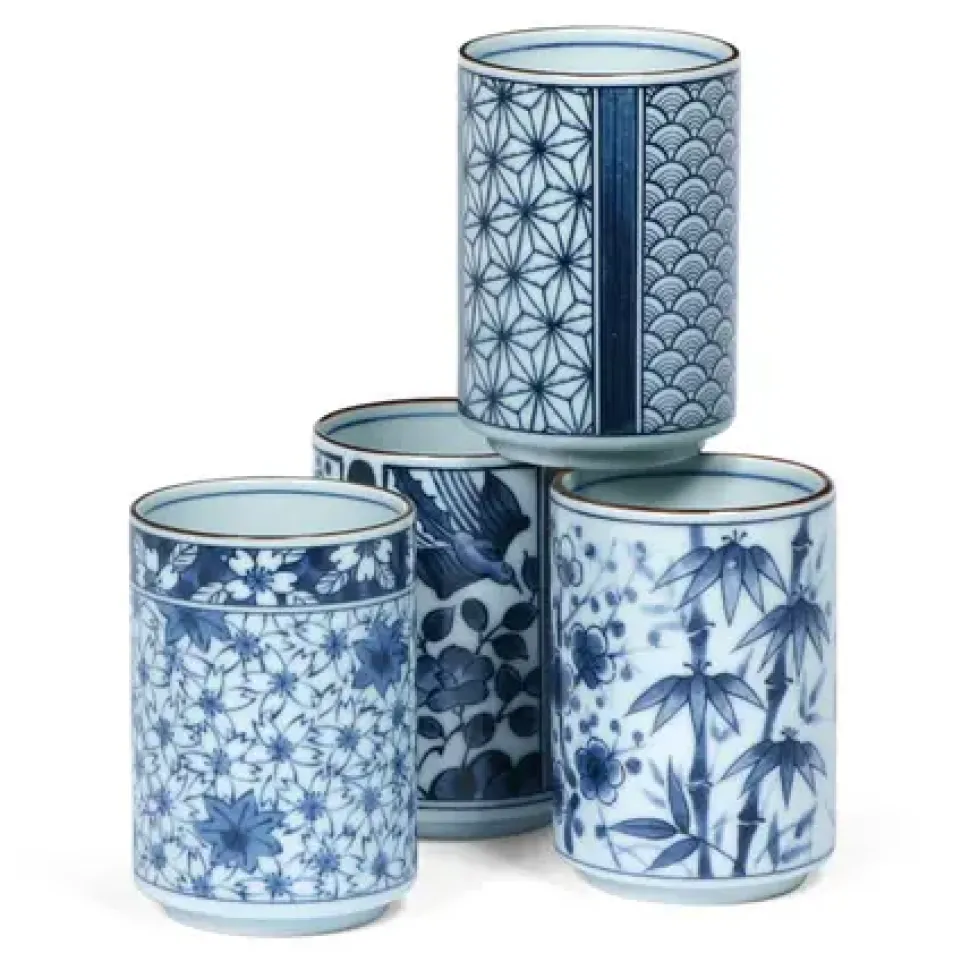 Blue Patterns 8 Oz. Teacup Set