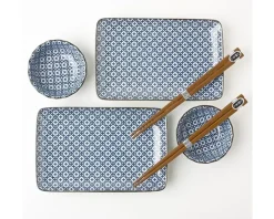 Blue & White Cross Sushi Set