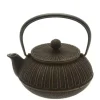 Cast Iron Teapot Gold Black Chrysanthemum