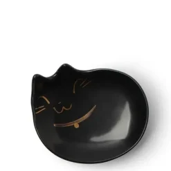 Plate Mini Black Cat With Gold