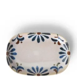 Rustic Blue Floral Rectangle Plate