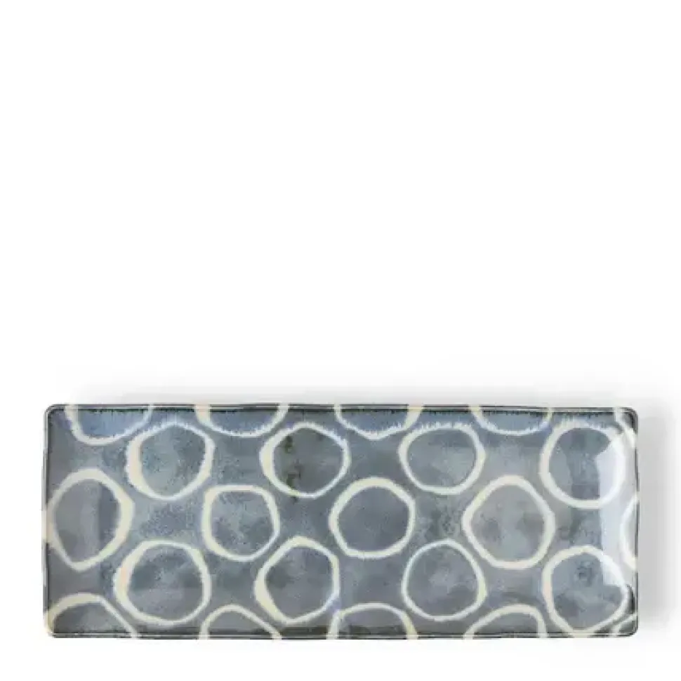 Rustic White Circles Rectangle Plate