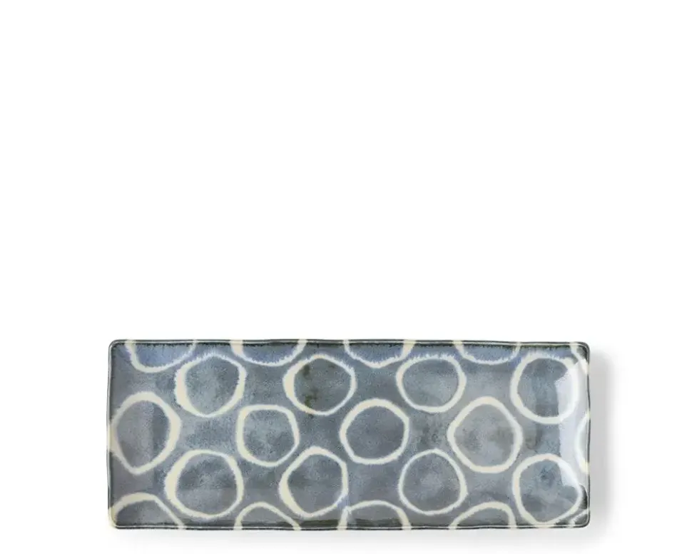 Rustic White Circles Rectangle Plate