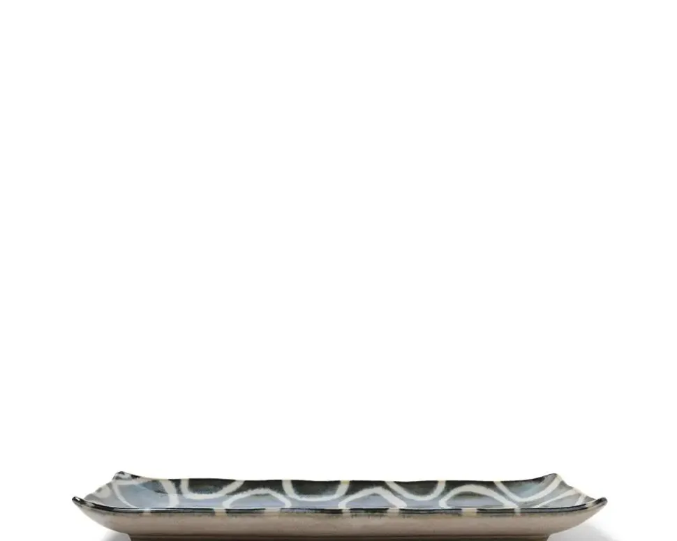 Rustic White Circles Rectangle Plate