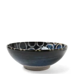 Rustic White Circles 8.5" Shallow Bowl
