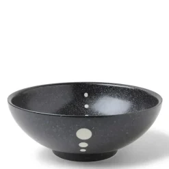Satin Black White Dots 8-3/8" Bowl