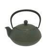 Teapot Cast Iron Bronze Waves