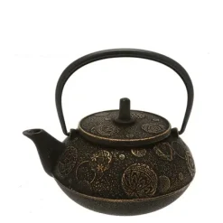 Teapot Cast Iron Gold Black Mari