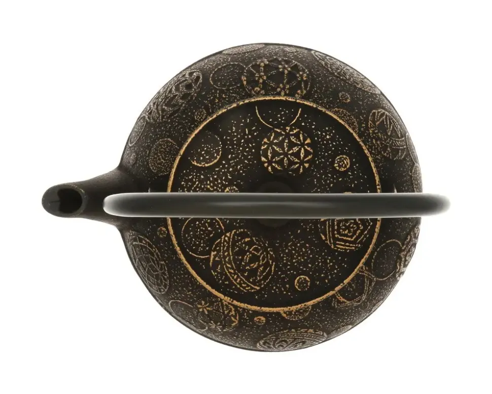 Teapot Cast Iron Gold Black Mari