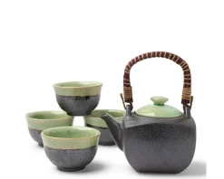 Tea Set Bronze/Jade Square