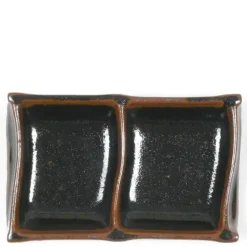 Tenmoku 6" X 3.5" Double Sauce Dish